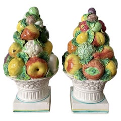 Vintage Large Italian Majolica Ceramic Fruit & Vegetable Topiaries