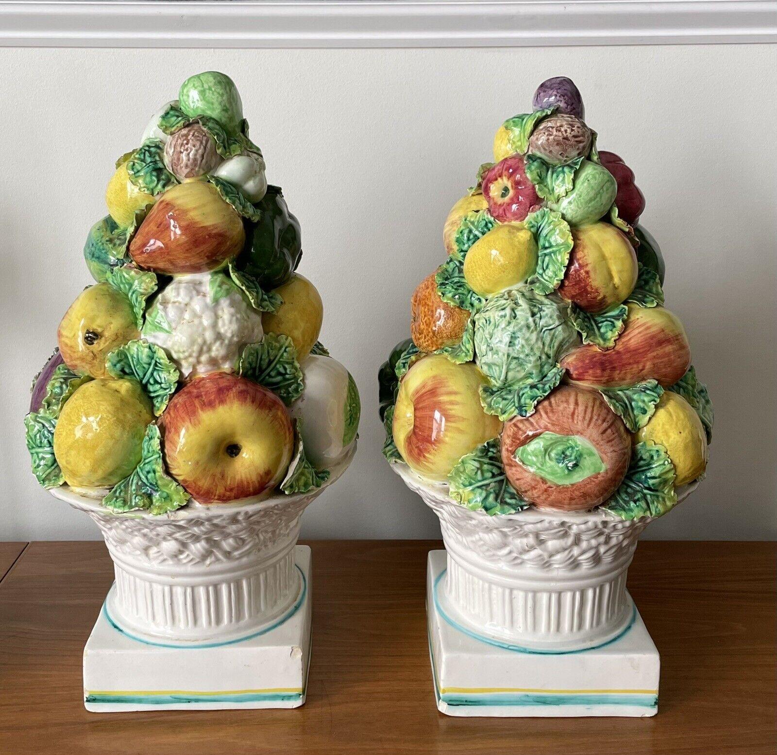 Vintage Large Italian Majolica Ceramic Fruit & Vegetable Topiaries 2