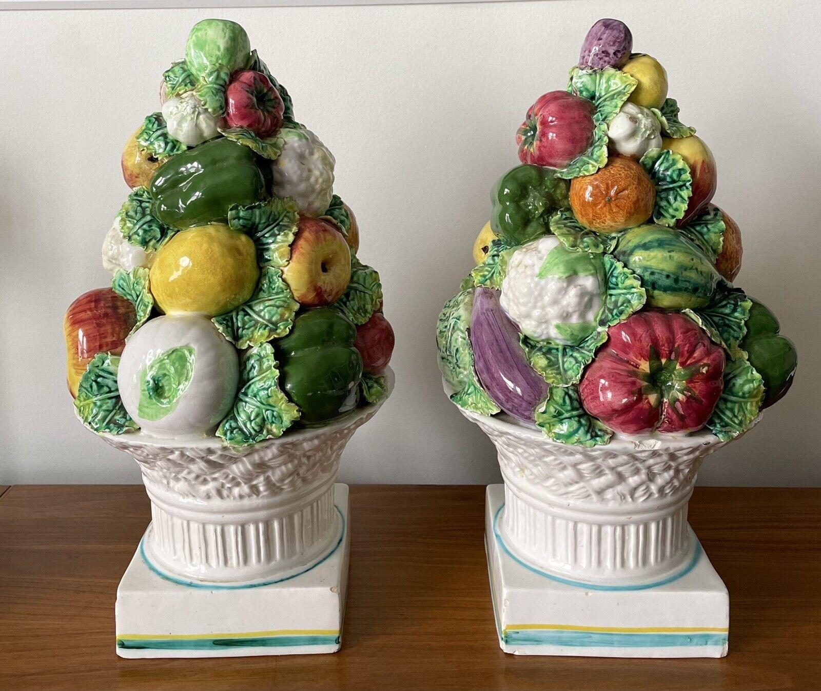 Vintage Large Italian Majolica Ceramic Fruit & Vegetable Topiaries 3