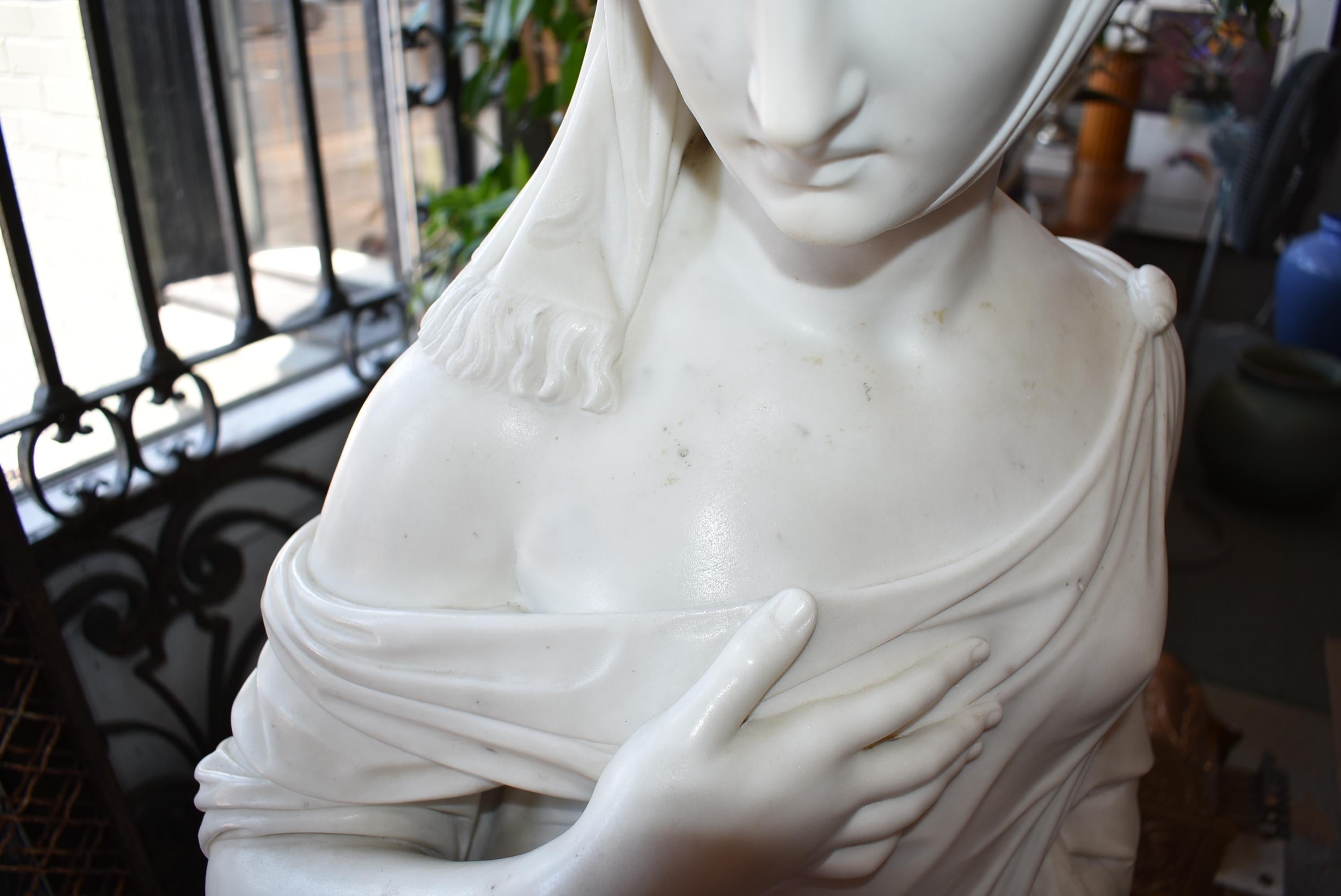Unknown Vintage Circa 1920's Large Italian Marble Garden Sculpture Young Woman 55.5