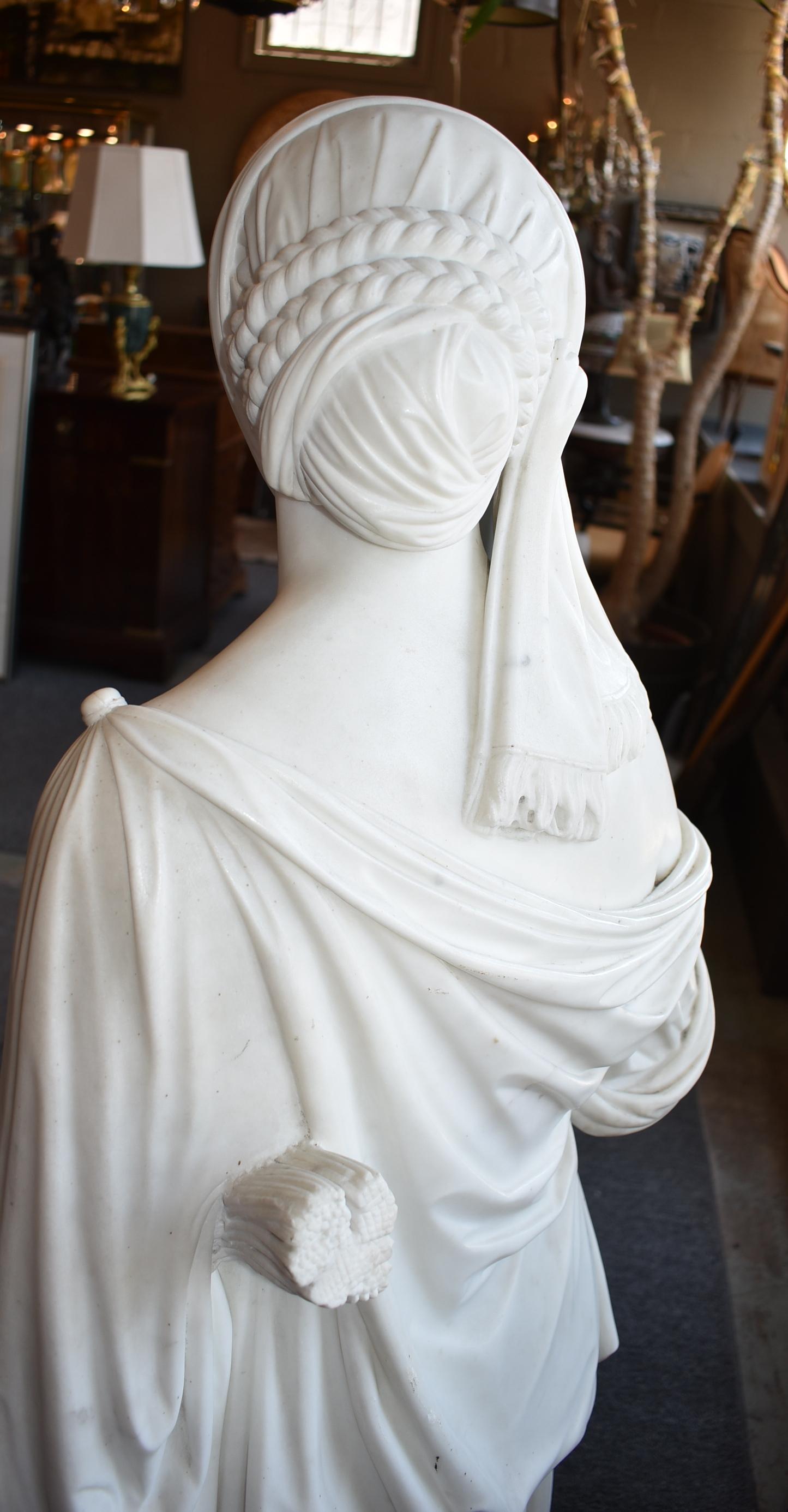 Early 20th Century Vintage Circa 1920's Large Italian Marble Garden Sculpture Young Woman 55.5