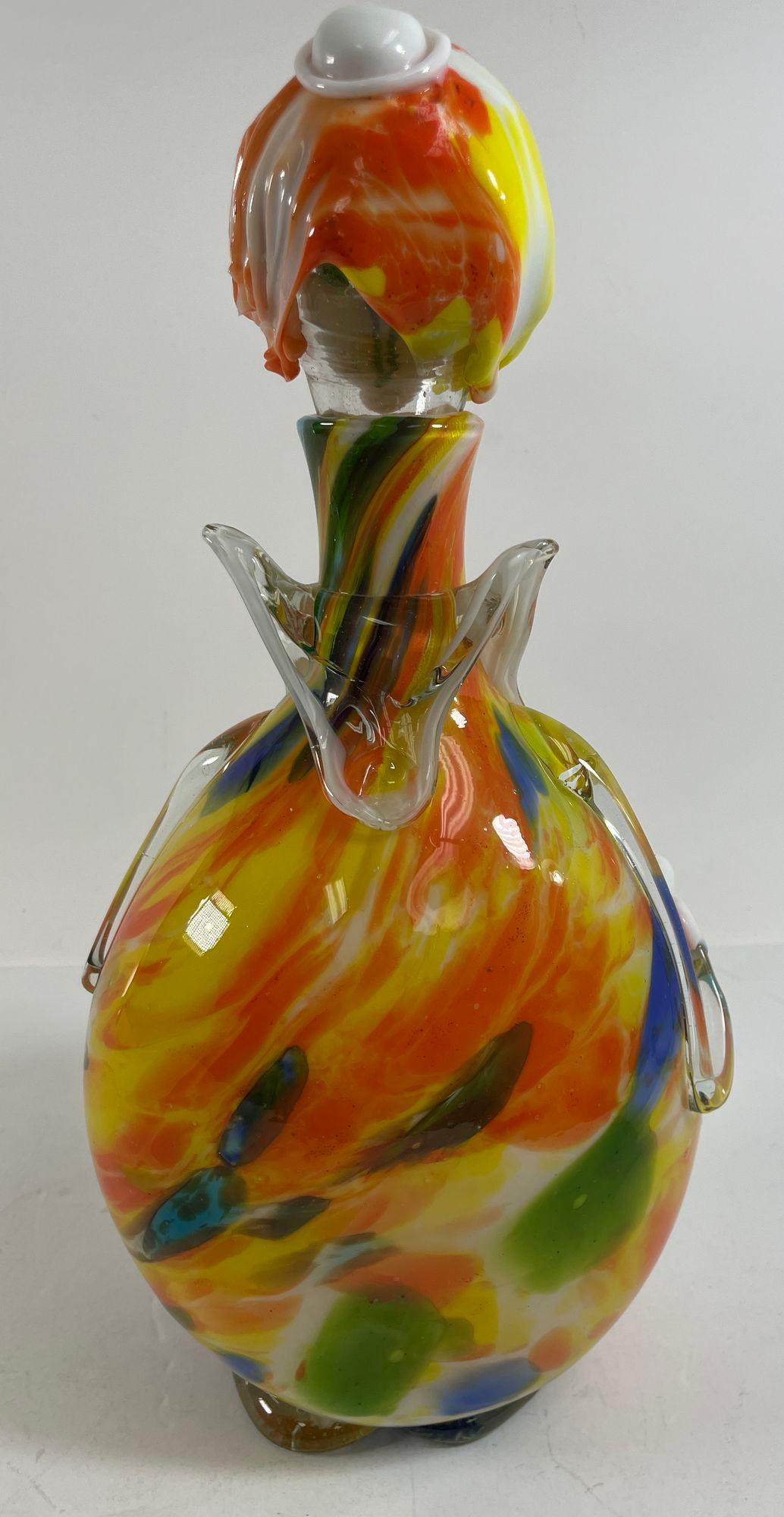 Vintage grande bottiglia decanter pagliaccio in vetro artistico italiano di Murano in vendita 4
