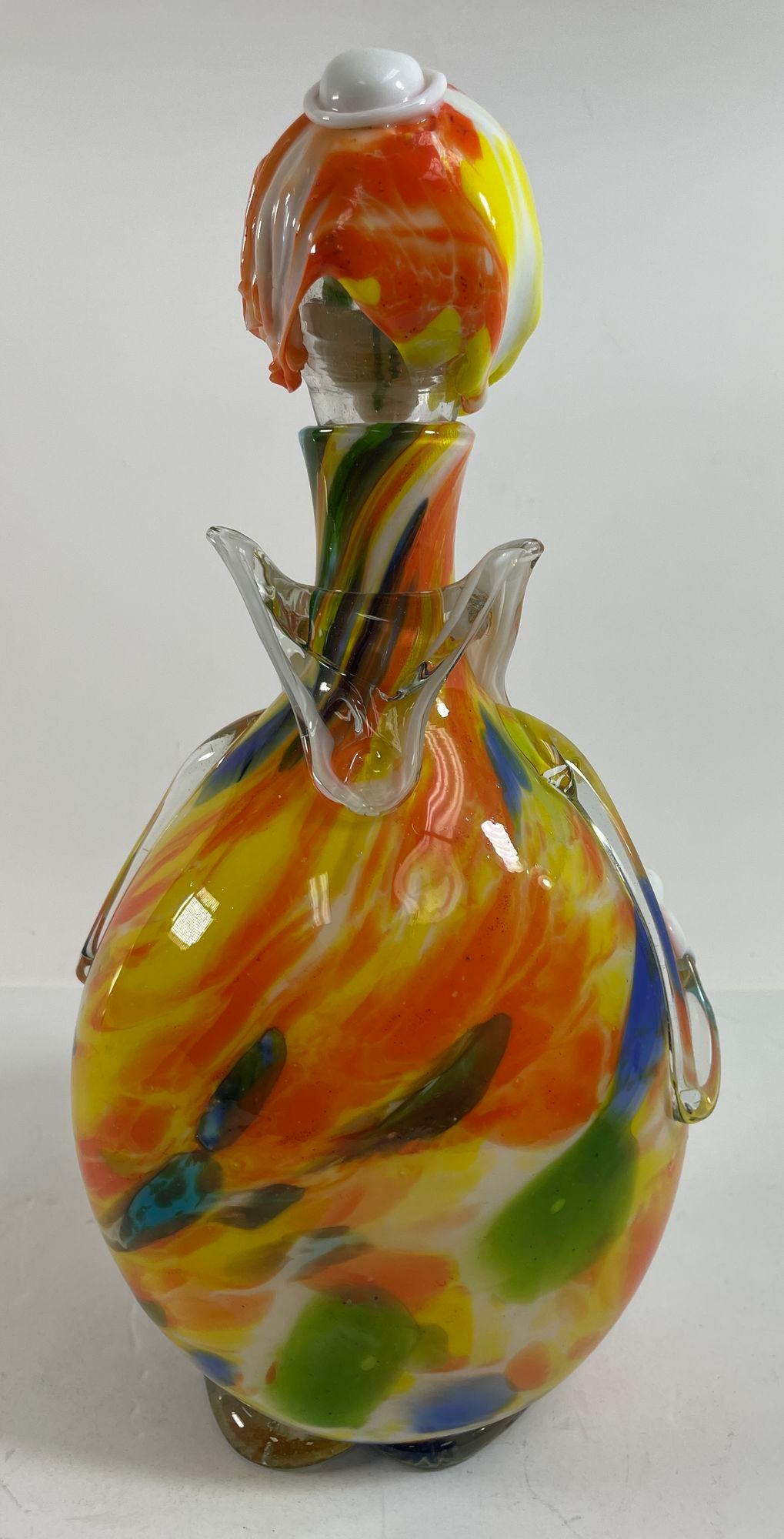 Vintage grande bottiglia decanter pagliaccio in vetro artistico italiano di Murano in vendita 10