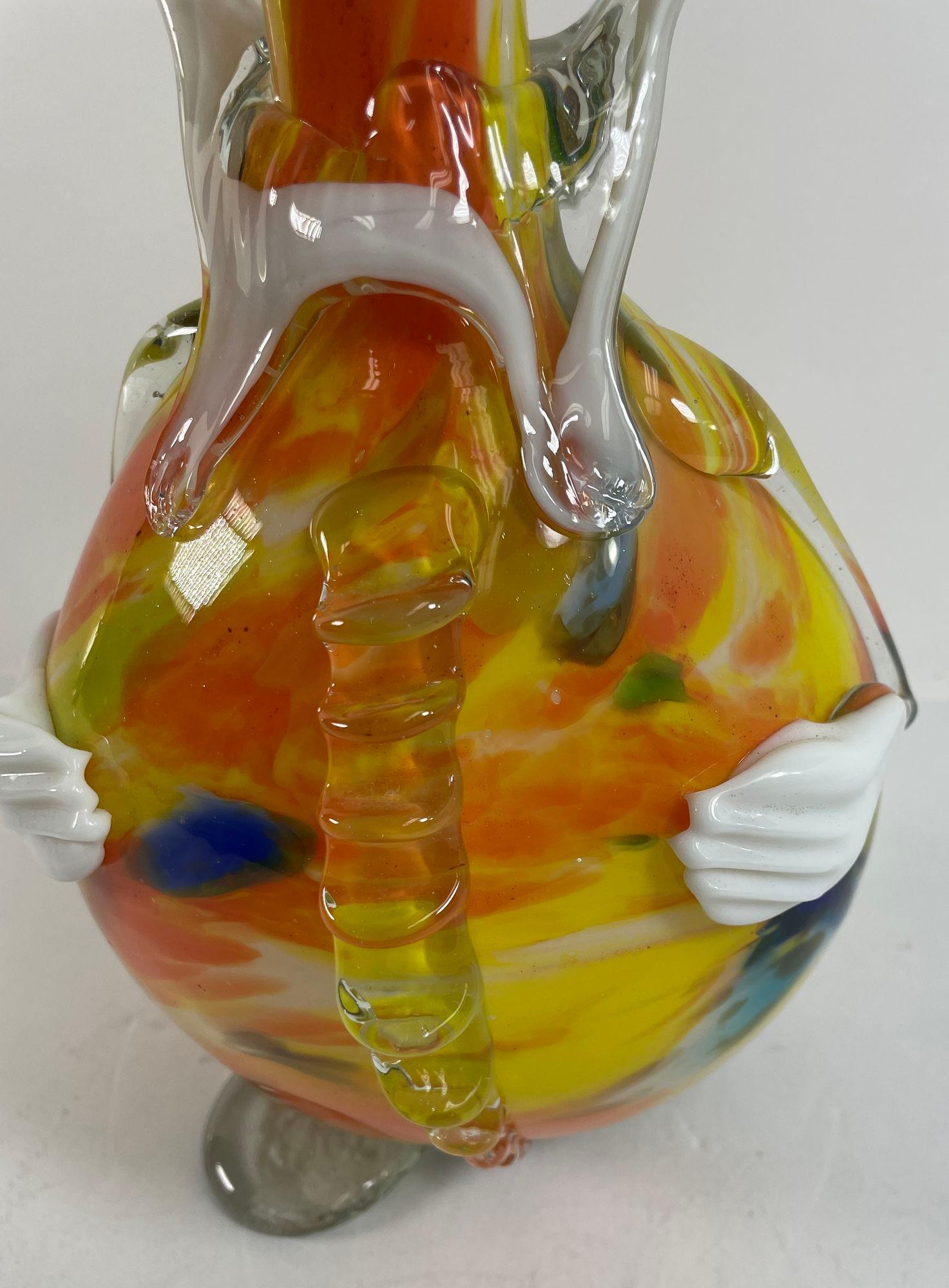 Mid-Century Modern Vintage Large Italian Murano Art Glass Clown Decanter Bottle For Sale