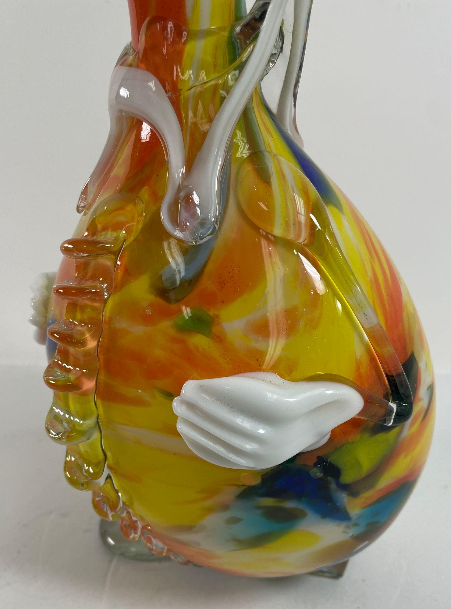 Vintage Large Italian Murano Art Glass Clown Decanter Bottle In Distressed Condition For Sale In North Hollywood, CA