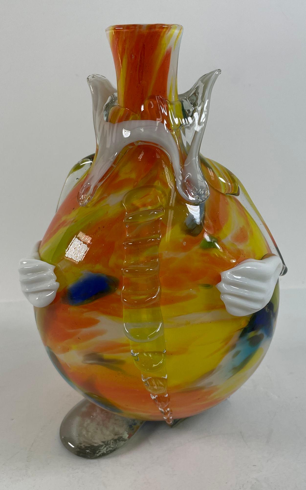 Vetro artistico Vintage grande bottiglia decanter pagliaccio in vetro artistico italiano di Murano in vendita