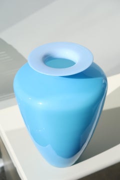 Vintage Large Italian Murano Blue Glass Vase