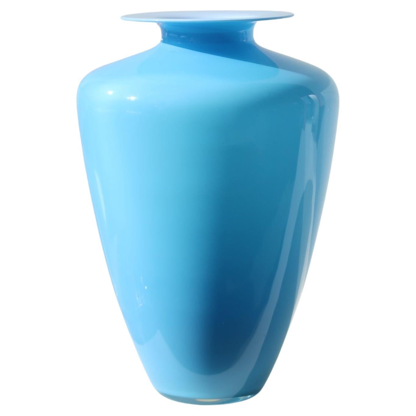 Large Vintage Murano Italian Alabastro Pink Ribbed Glass Vase For Sale