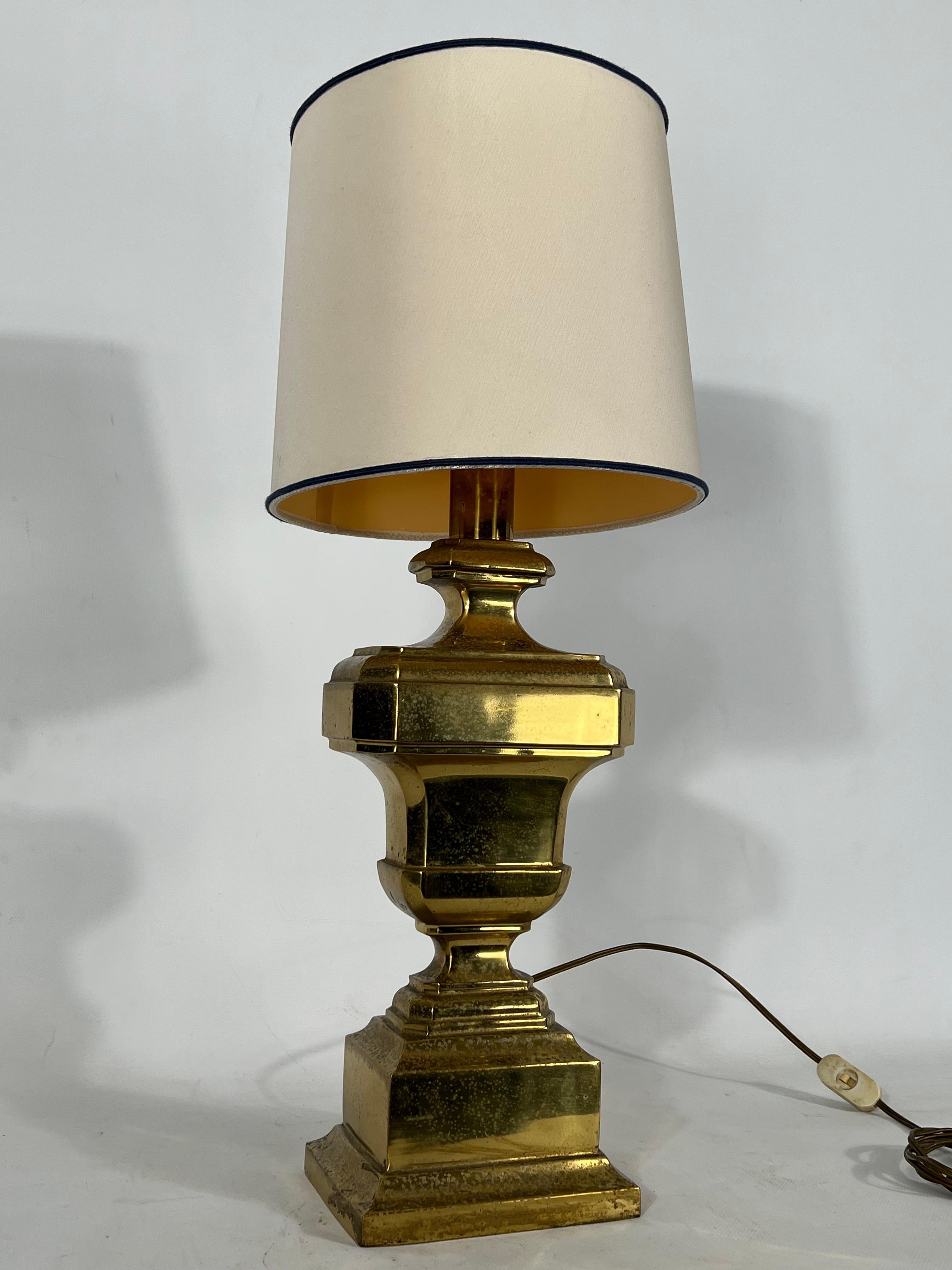 Vintage Large Italian Solid Brass Table Lamp from 50s For Sale 2