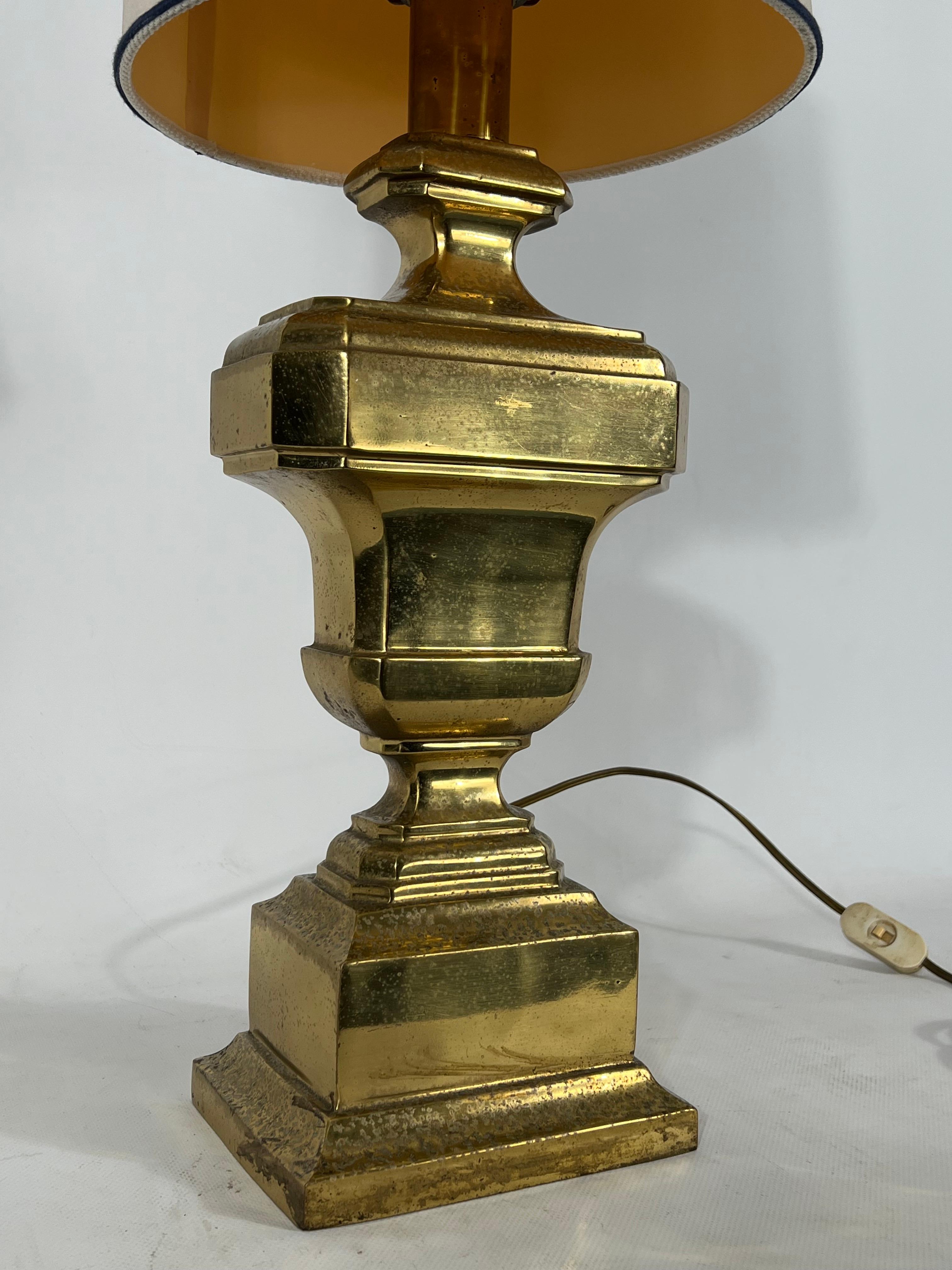 Vintage Large Italian Solid Brass Table Lamp from 50s For Sale 3