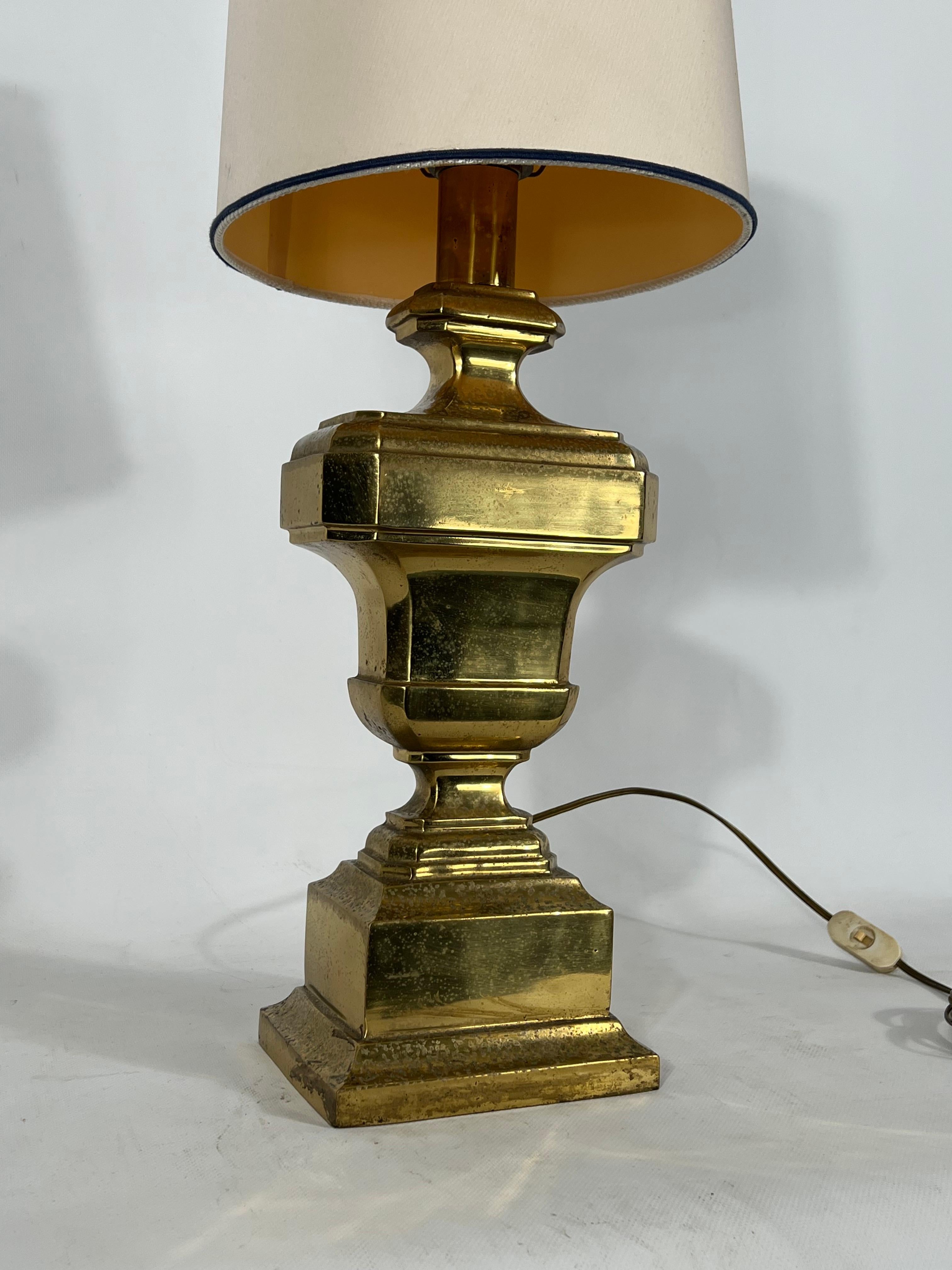 Vintage Large Italian Solid Brass Table Lamp from 50s For Sale 4