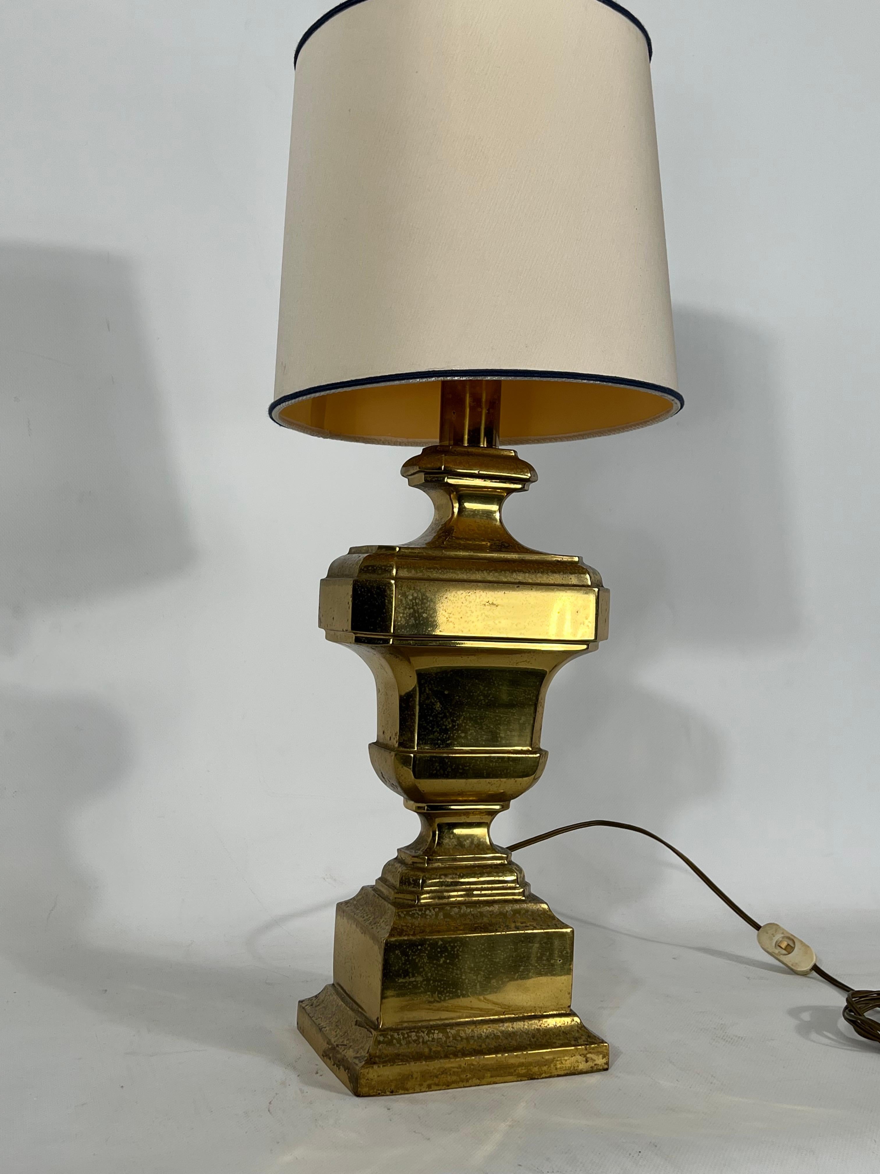 Vintage Large Italian Solid Brass Table Lamp from 50s For Sale 5