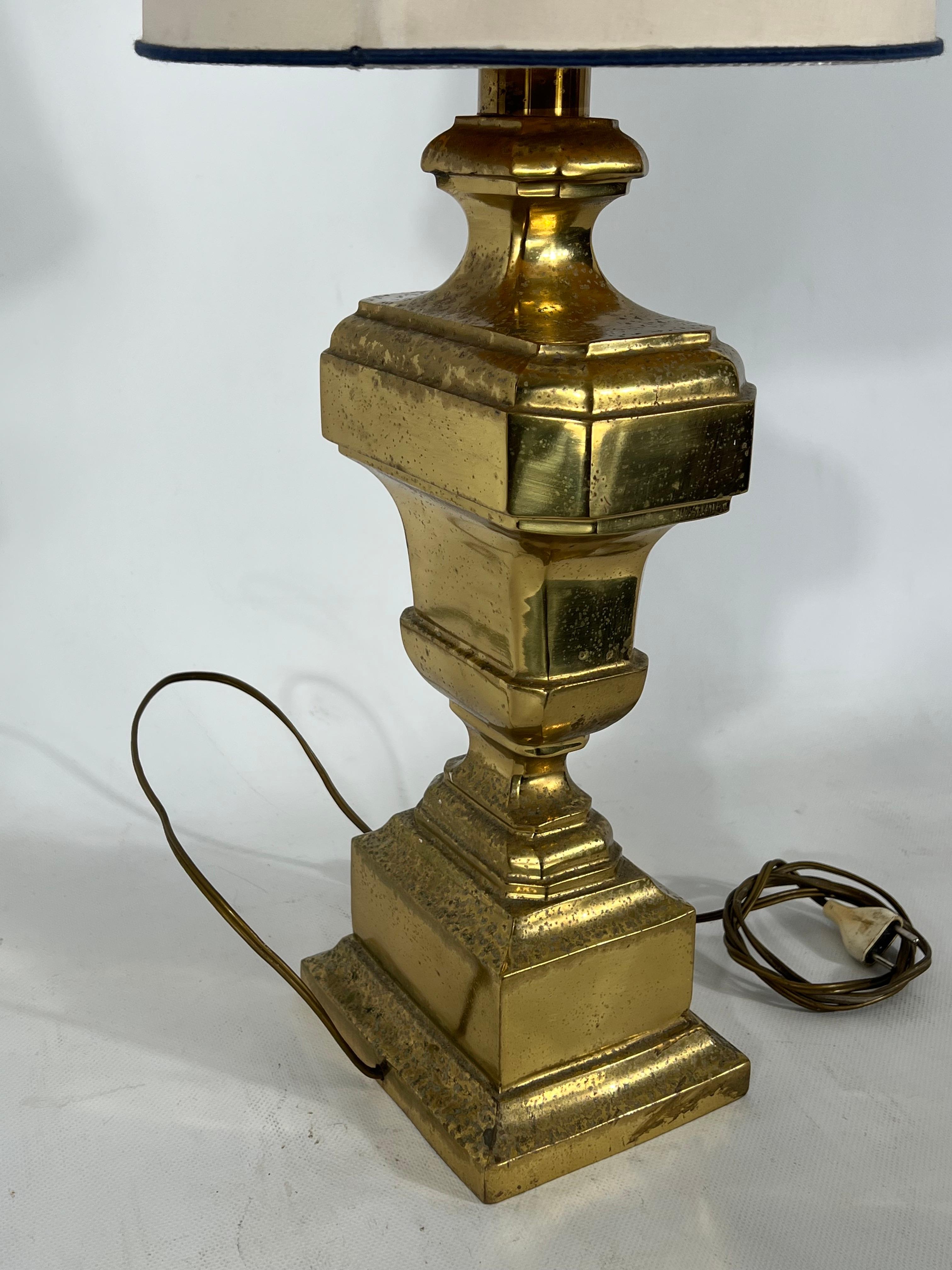 Vintage Large Italian Solid Brass Table Lamp from 50s For Sale 7