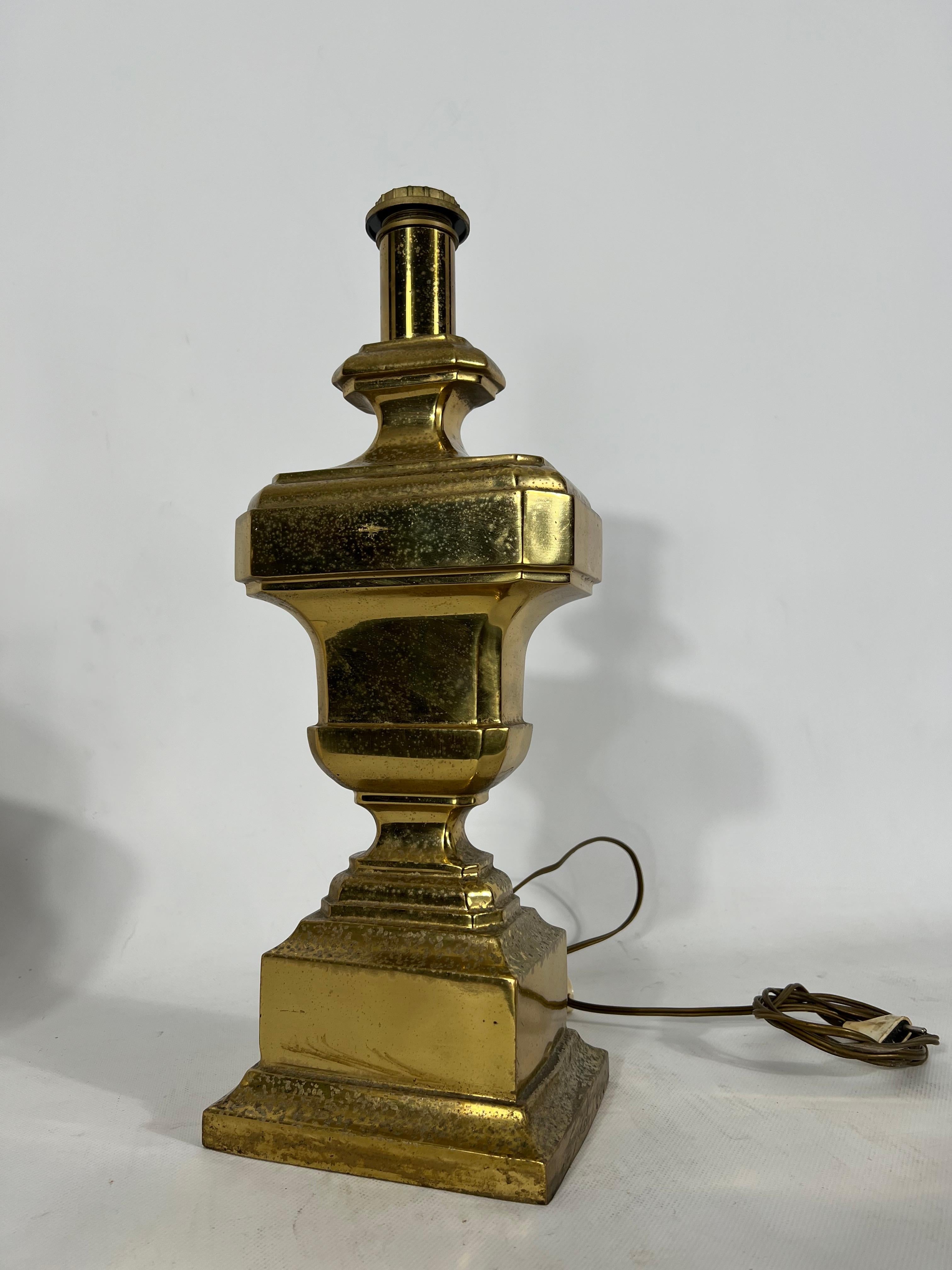 Vintage Large Italian Solid Brass Table Lamp from 50s For Sale 9