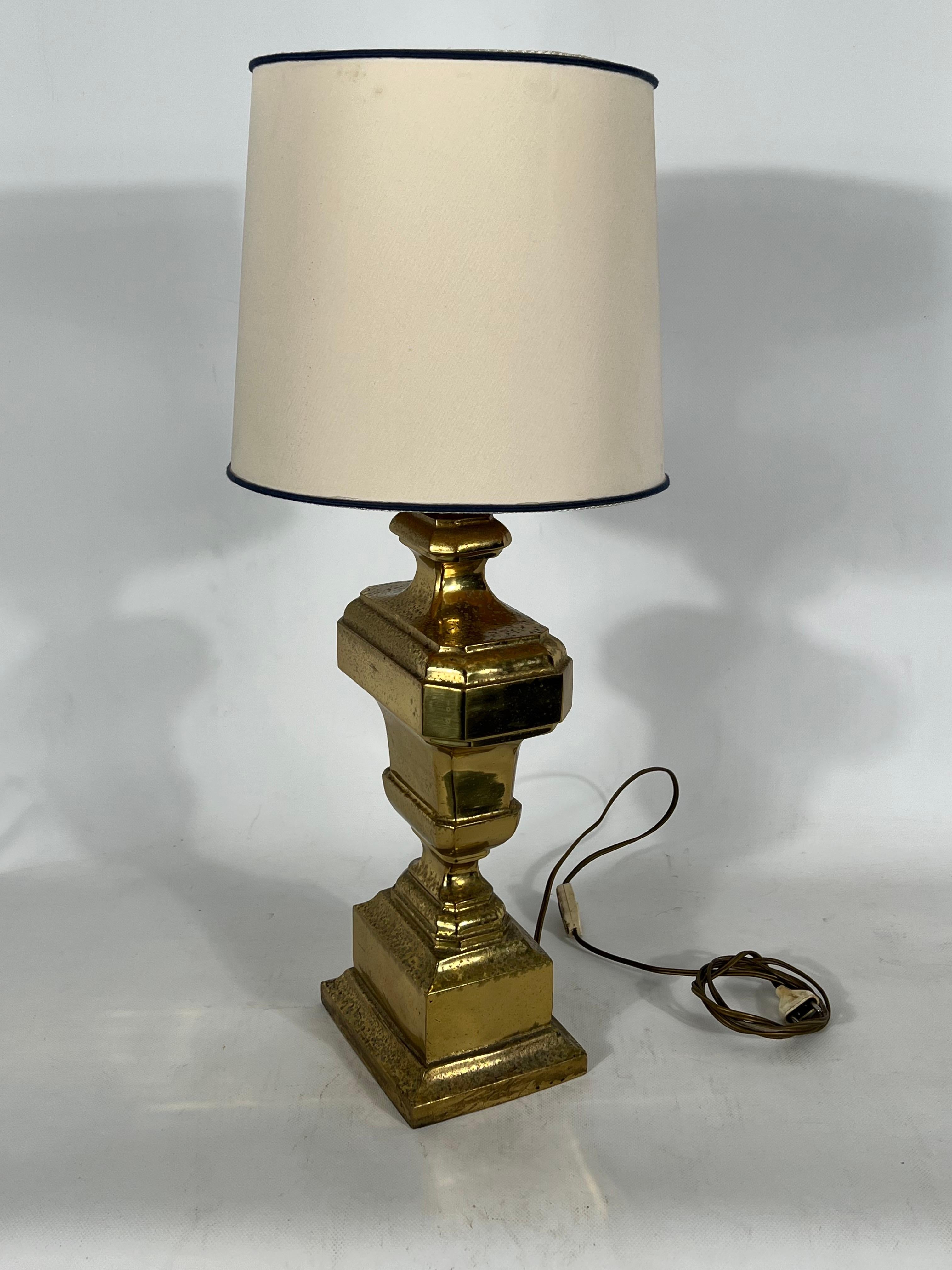 Vintage Large Italian Solid Brass Table Lamp from 50s For Sale 11