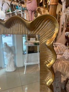 Vintage Large Italian Venetian Gold Scalloped Ruffle Wall Mirror