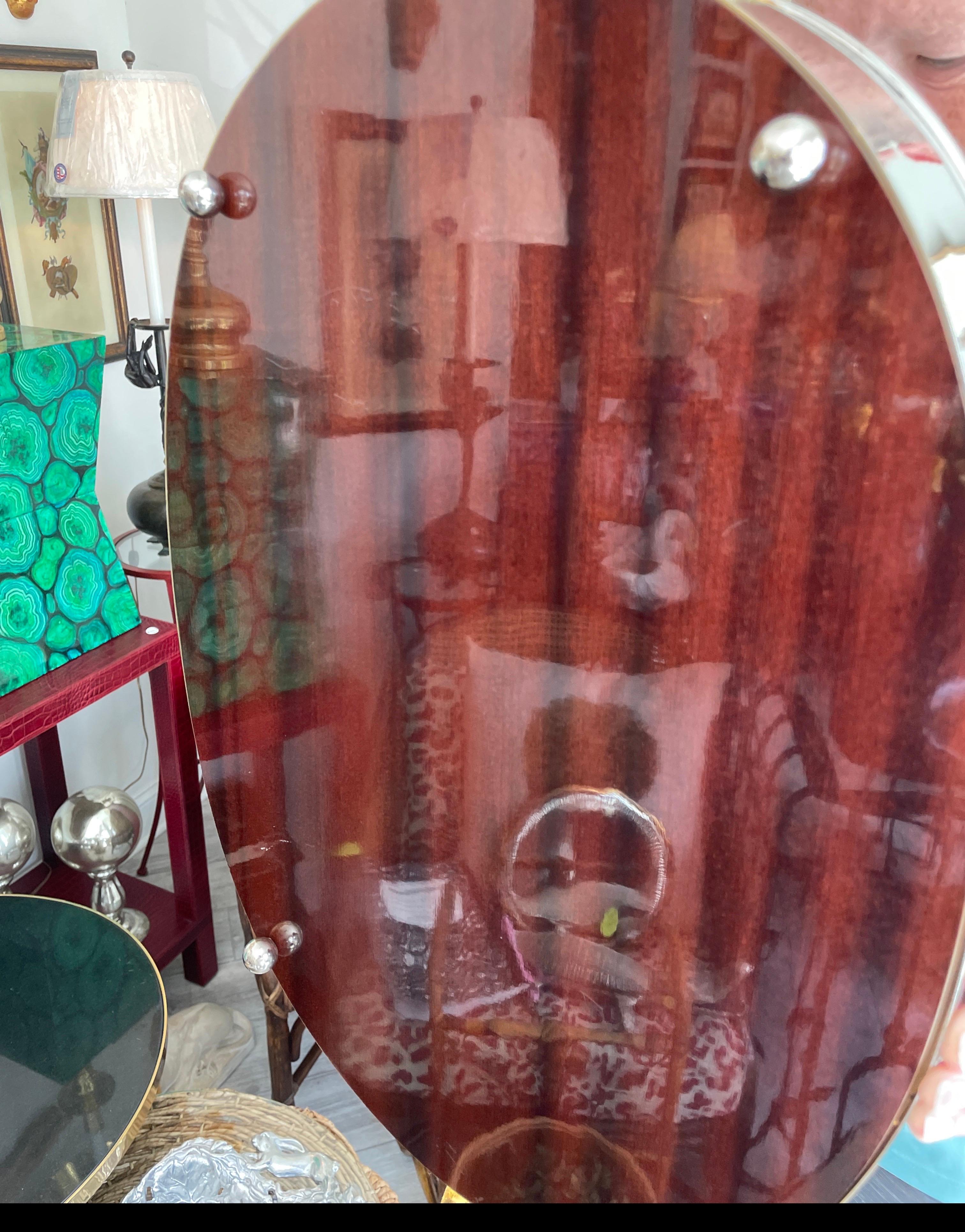 Vintage große italienische Holz und Silber Platte Tablett mit Dore Widderkopf Griffe (20. Jahrhundert) im Angebot