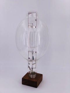 Vintage Large Lightbulb Sculpture on Solid Walnut Base