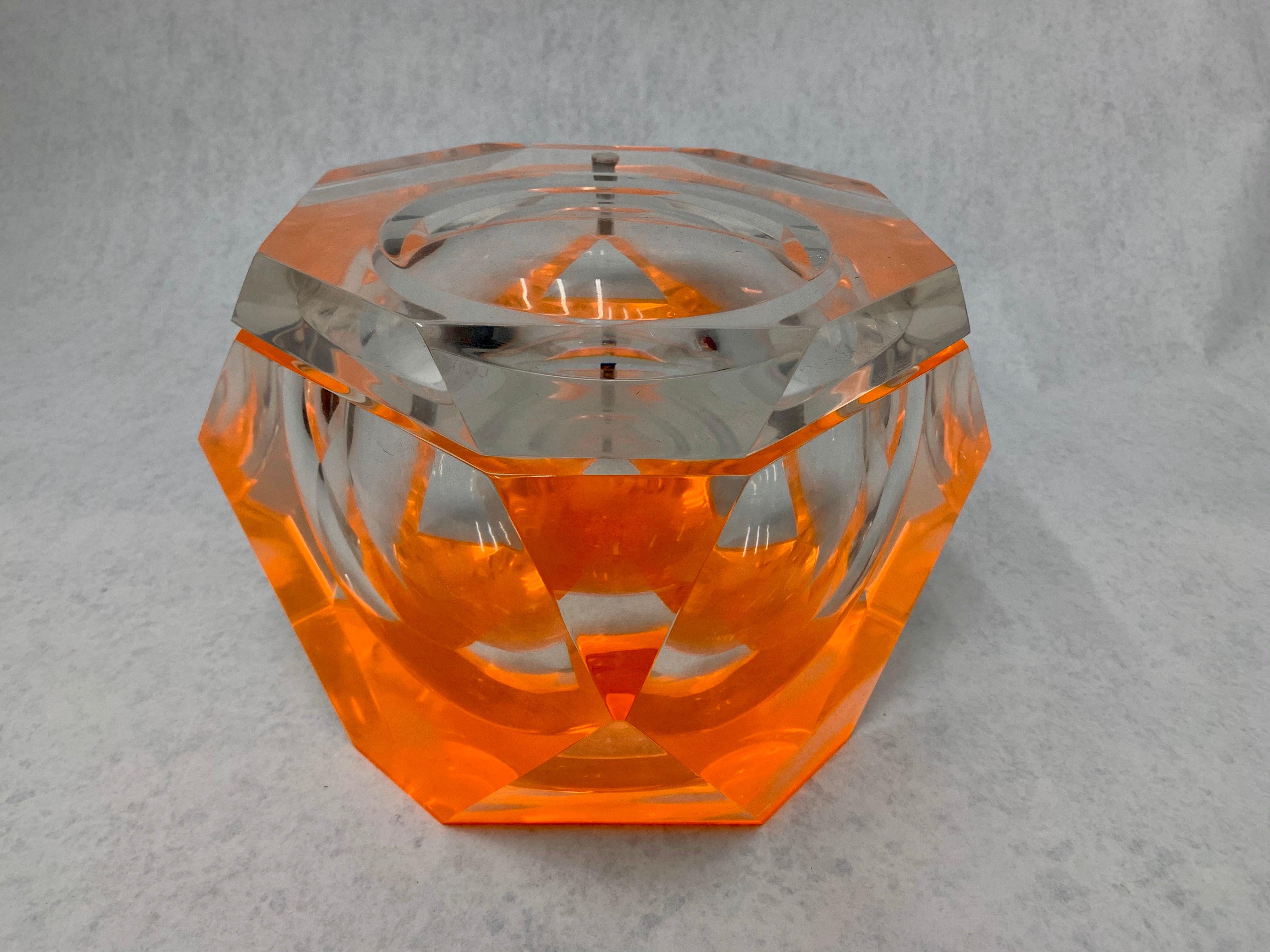 Vintage Large Lucite Ice Bucket by Alessandro Albrizzi In Fair Condition In East Hampton, NY