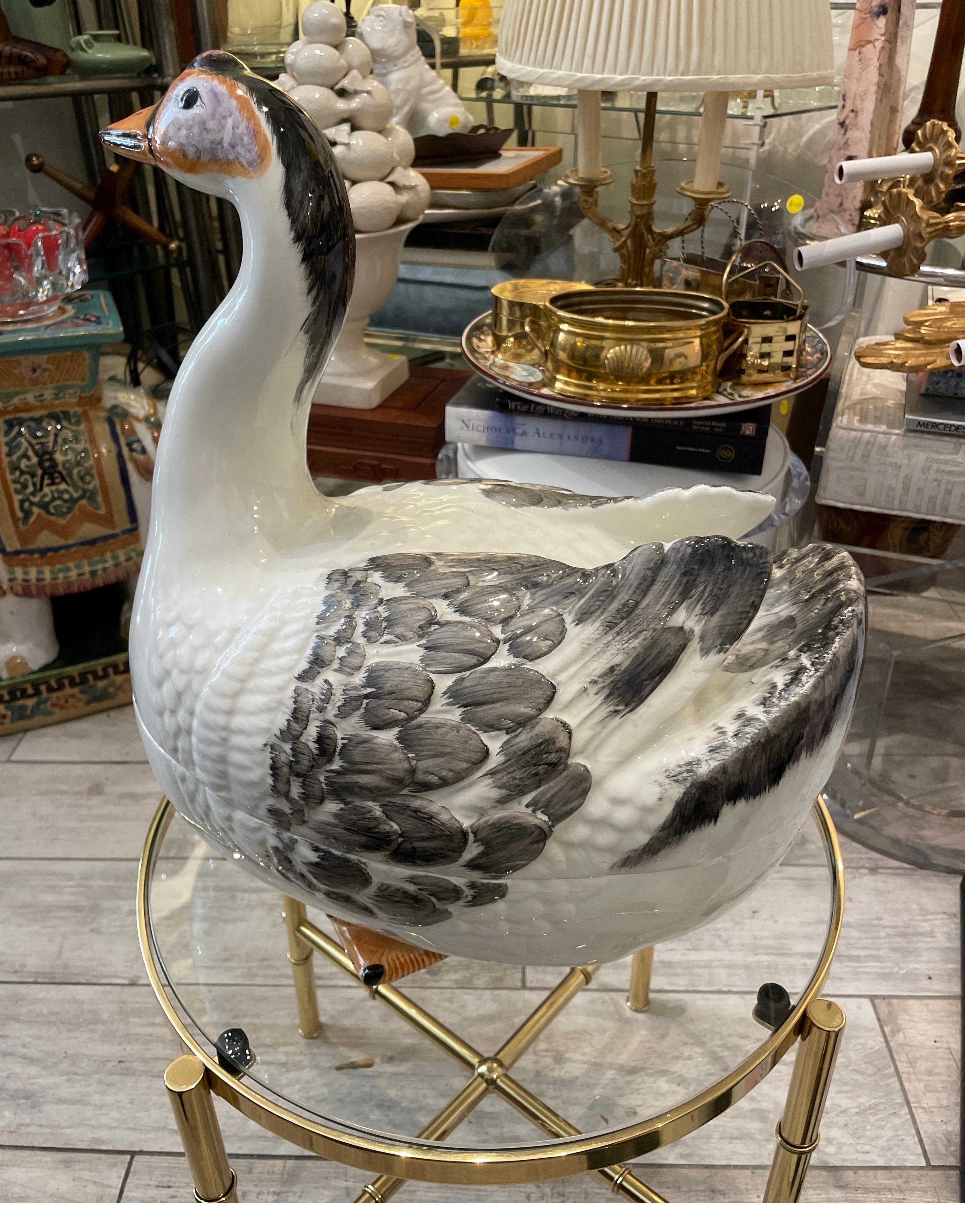 Sopera de pato de porcelana italiana vintage grande en venta 1