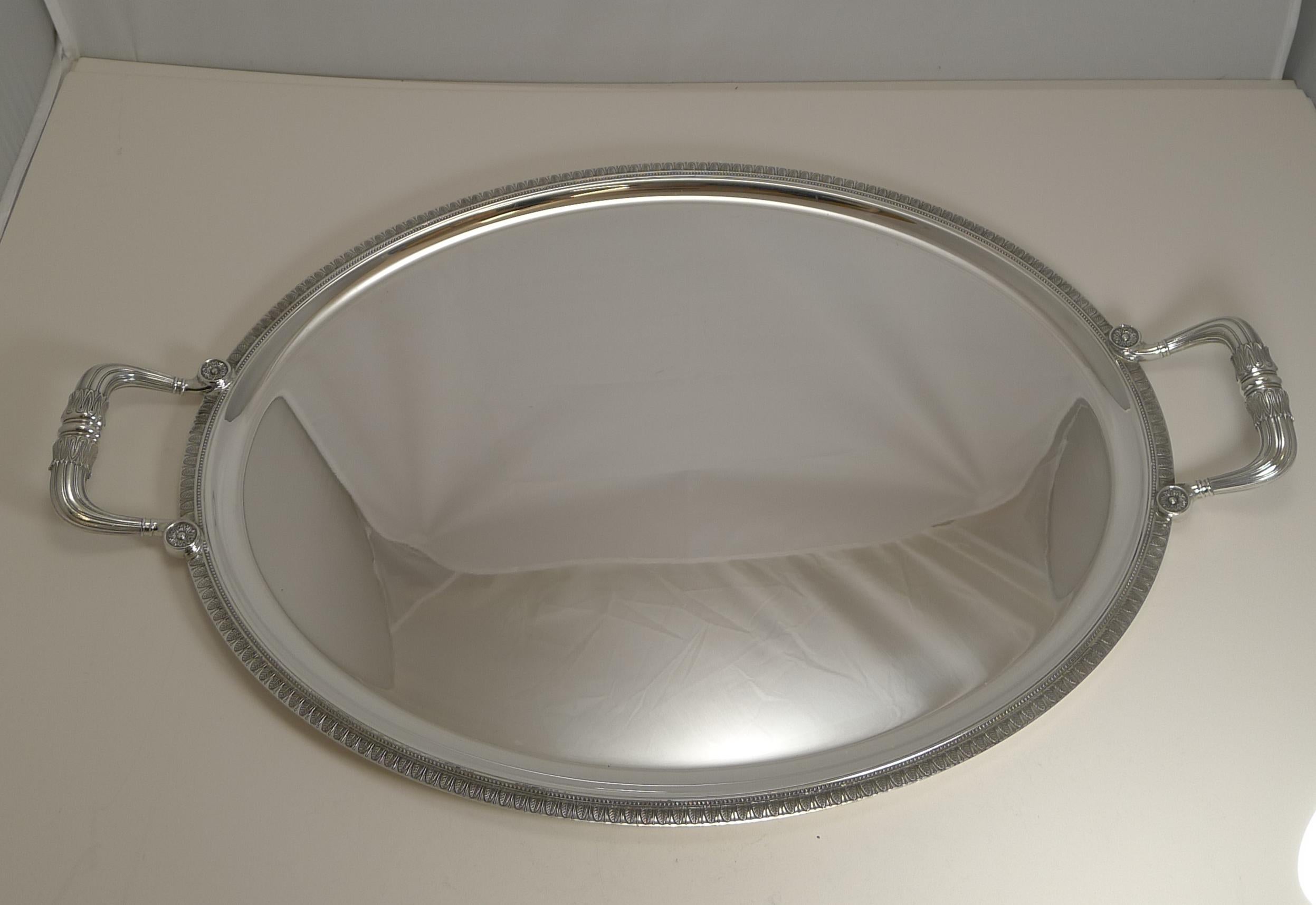 Vintage Large Malmaison Serving Tray with Handles by Christofle, Paris In Good Condition In Bath, GB