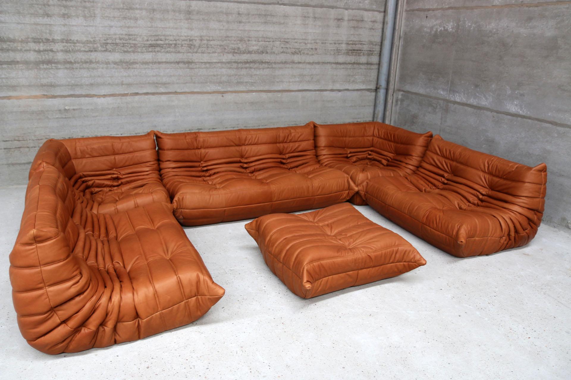 Vintage Large Modular Sofa Ligne Roset Model Togo in Orange stainfree fabric 13