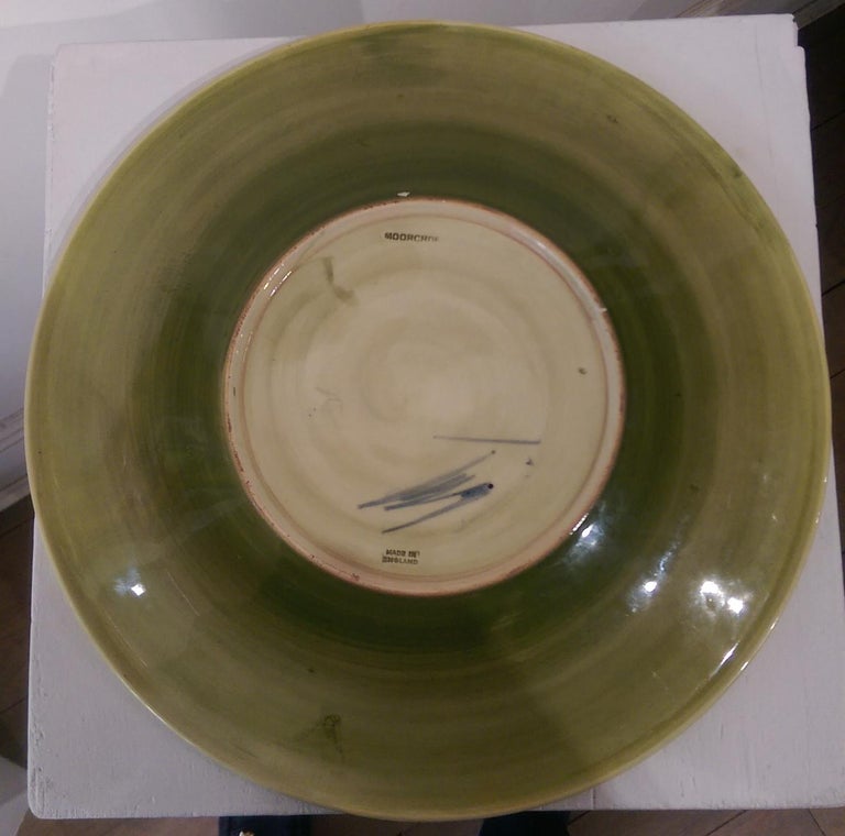 Vintage Large Moorcroft Pottery Charger Plate Hibiscus Flowers Estate