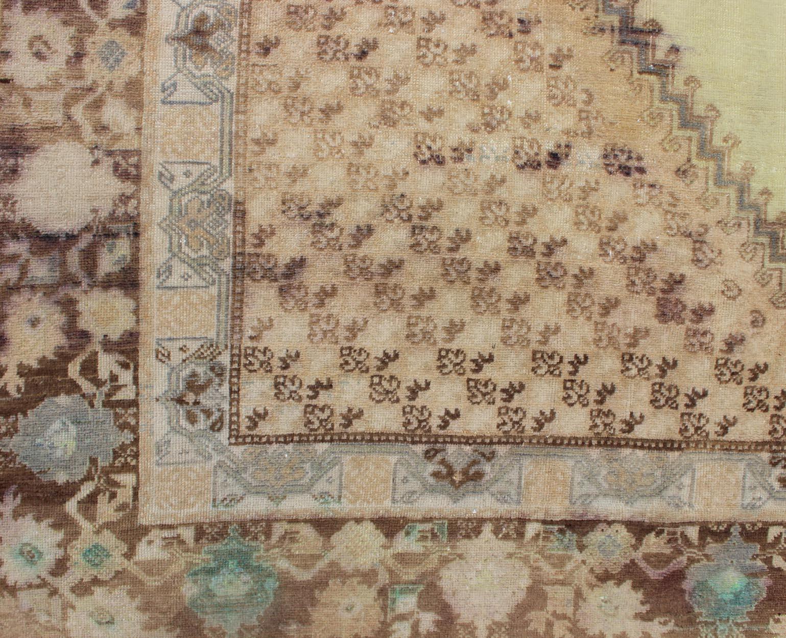 Wool Vintage Large Moroccan Rug with Star Medallion in Light Green
