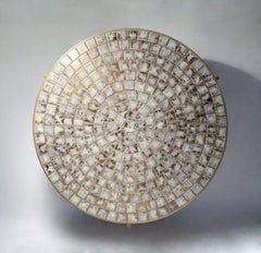 Vintage Large Mosaic Tile and Solid Brass Coffee Table by Mosaic House