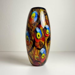 Vintage large multicolor murano vase by Cristalleria D’ Arte Murano, Italy, 1980