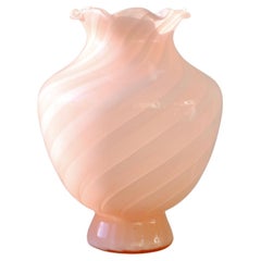 Pink Swirl Italian Bucket Glass Decorative Flower Pot Vase