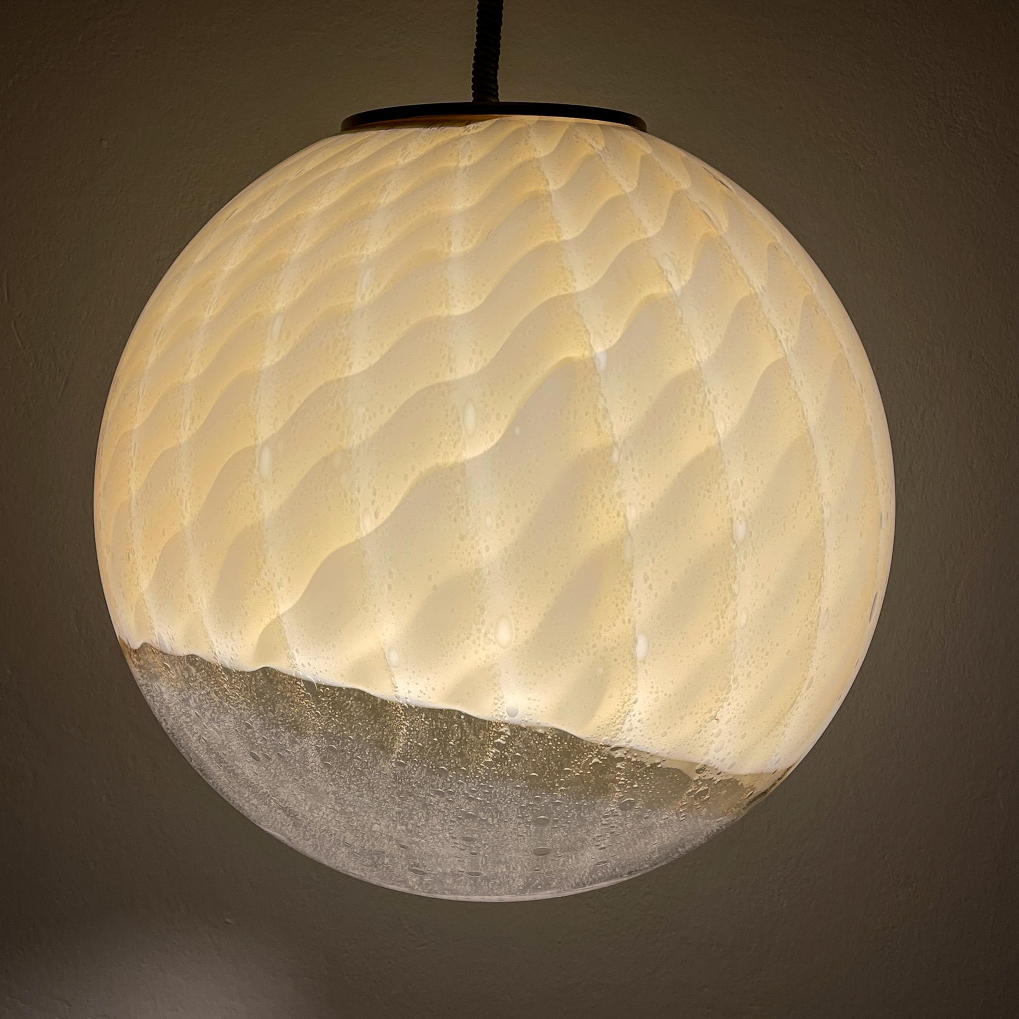 Vintage large murano ball pendant lamp by VeArt, Italy 1970s For Sale 3