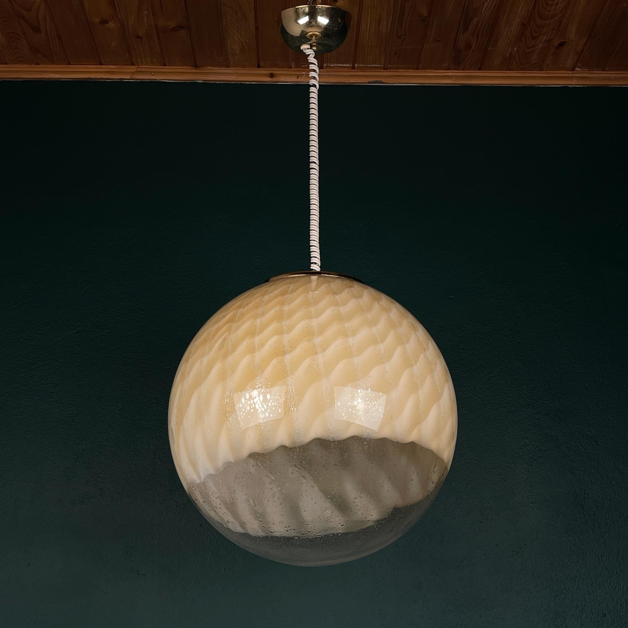 Vintage large murano ball pendant lamp by VeArt, Italy 1970s For Sale 4
