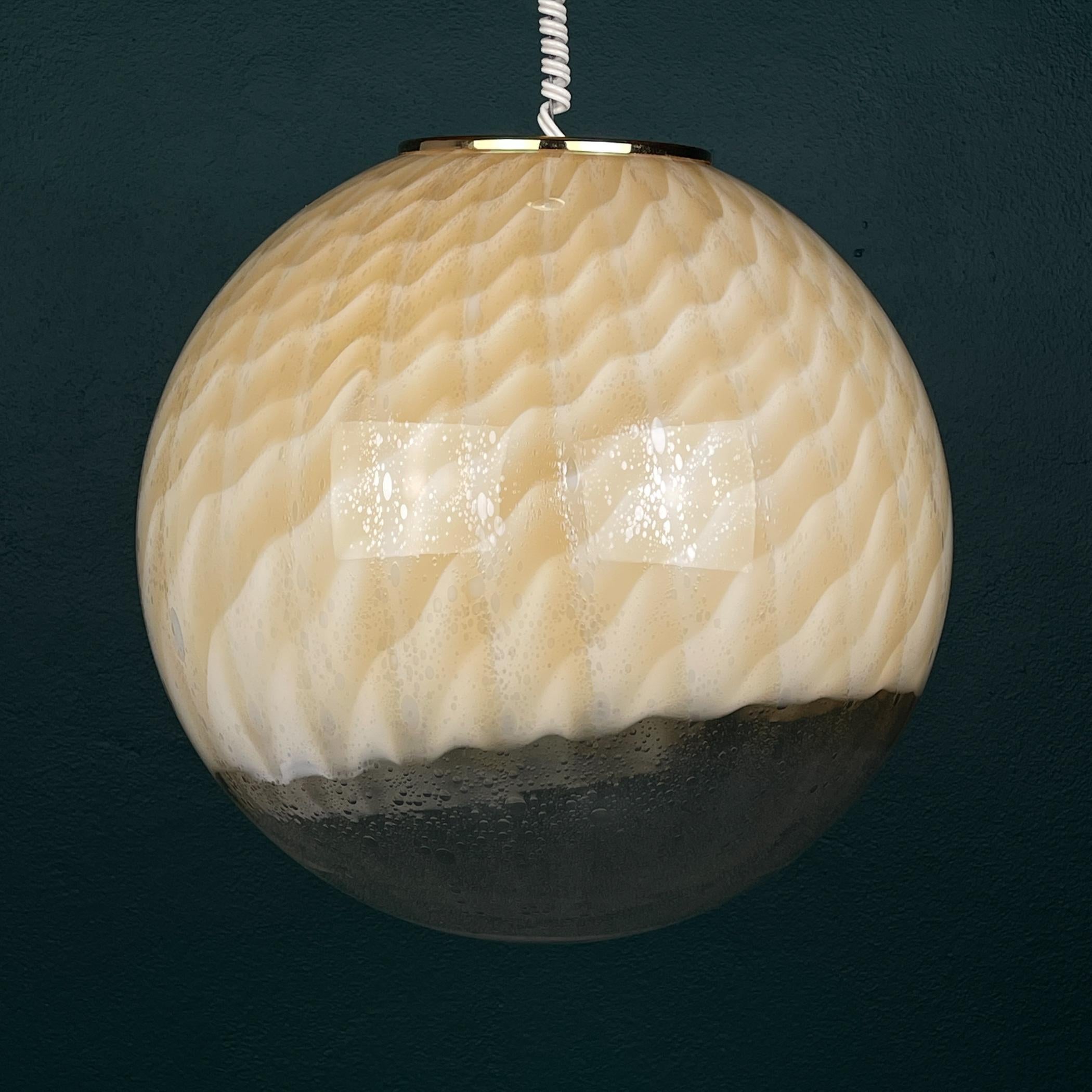 Italian Vintage large murano ball pendant lamp by VeArt, Italy 1970s For Sale