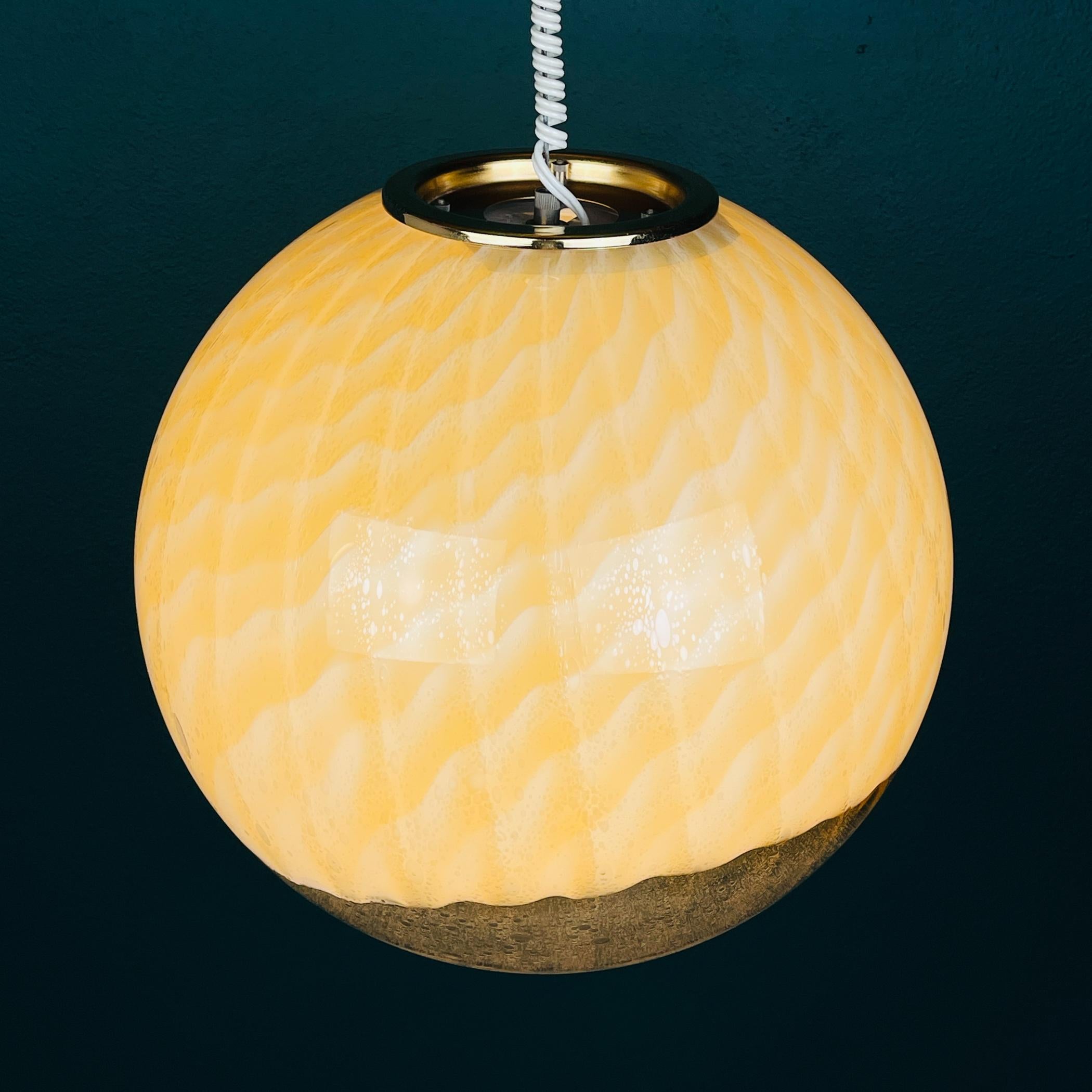 Murano Glass Vintage large murano ball pendant lamp by VeArt, Italy 1970s For Sale