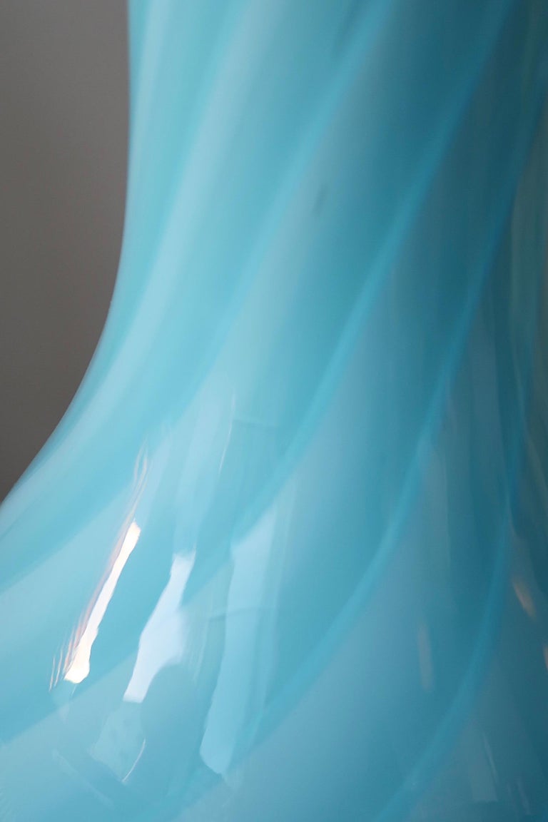 Vintage Large Murano Blue Swirl Vase For Sale at 1stDibs