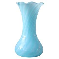 Vintage Large Murano Blue Swirl Vase
