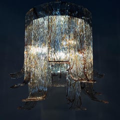 Vintage large murano chandelier by AV Mazzega Italy 1970s