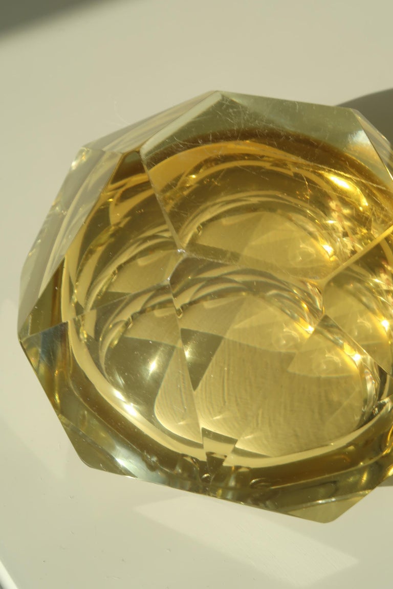 Vintage Large Murano Sommerso Geode Bowl Yellow Citrine Glass For Sale ...