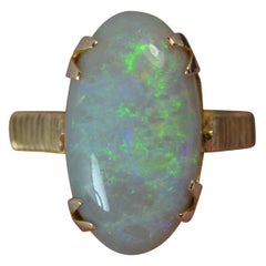 large opal ring Vintage Large Natural Opal and 18 Carat Gold Solitaire Statement Ring