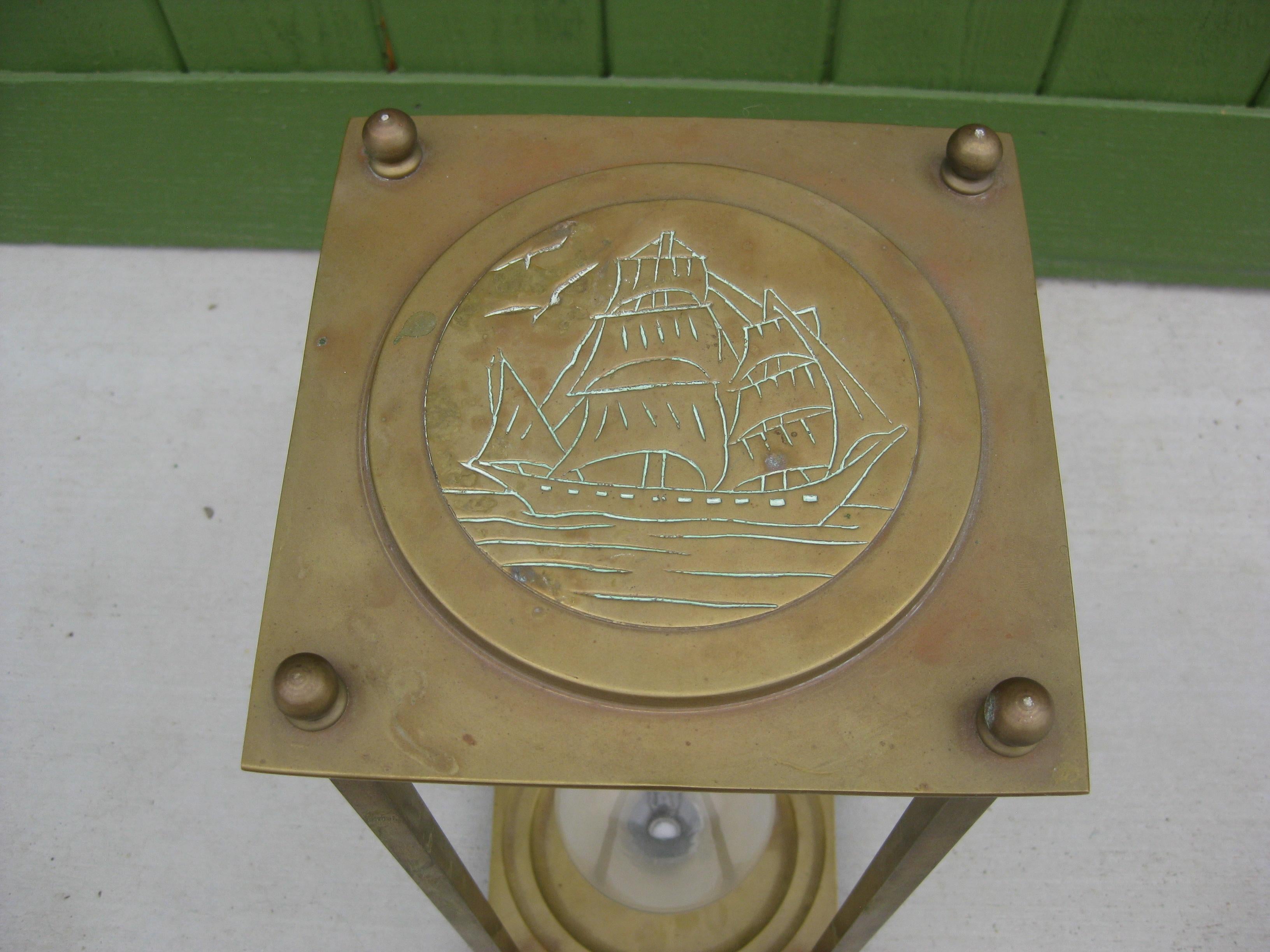 Vintage Large Nautical Maritime Brass Glass Ship's Hourglass Display Model Timer For Sale 1