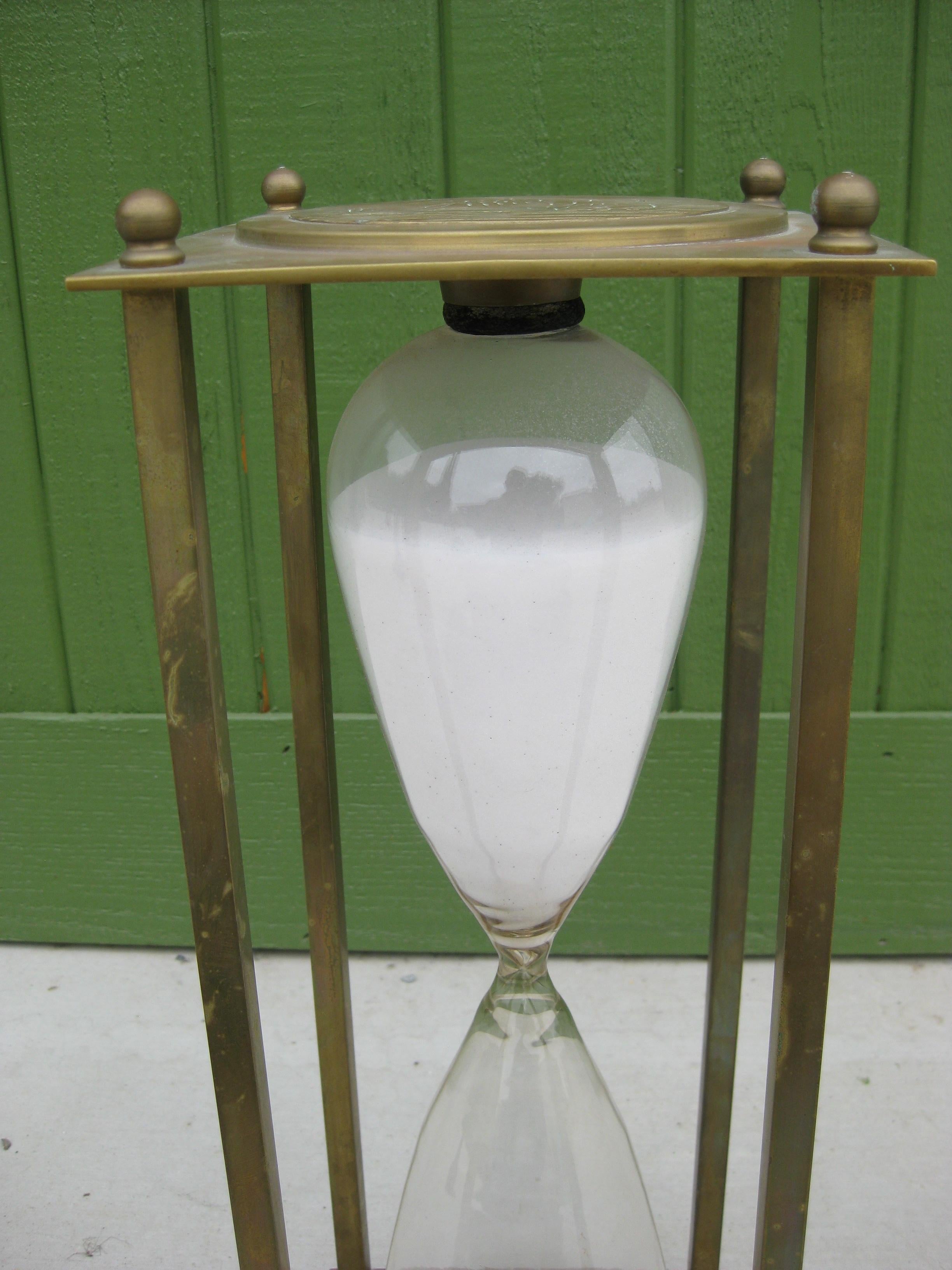Vintage Large Nautical Maritime Brass Glass Ship's Hourglass Display Model Timer For Sale 5