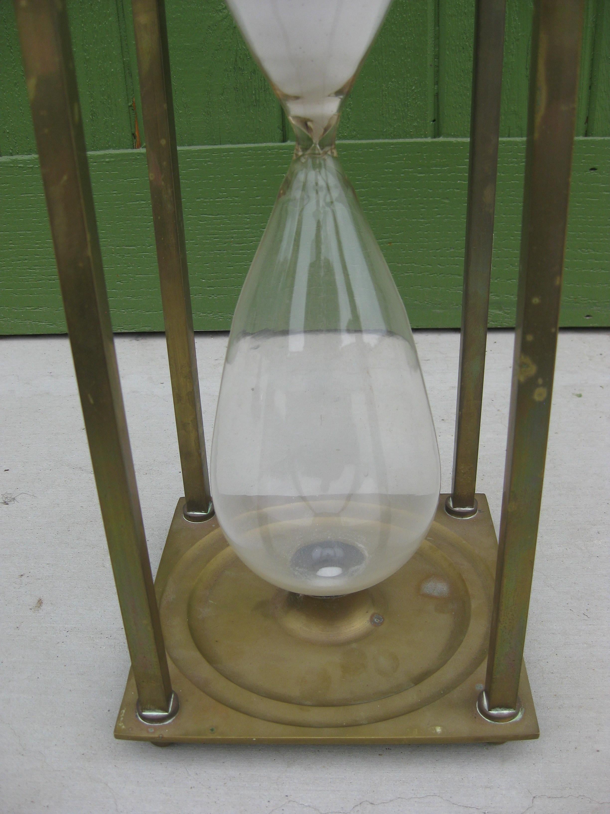 Vintage Large Nautical Maritime Brass Glass Ship's Hourglass Display Model Timer For Sale 6