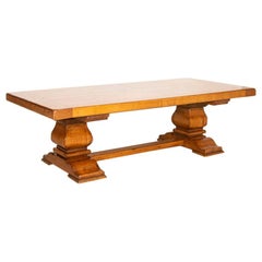 Vintage Large Oak Dining Table with Leaves