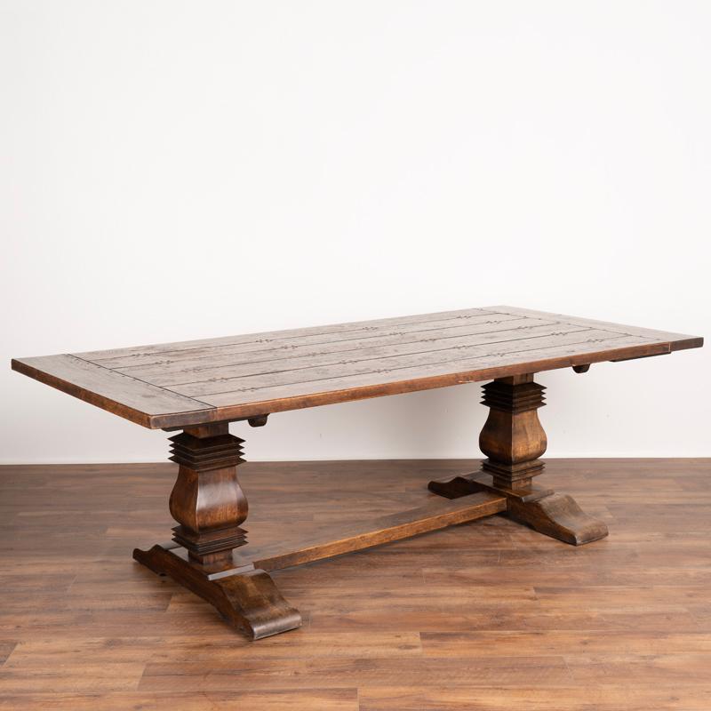 Vintage Large Oak Farm Plank Top Table Dining Table In Good Condition In Round Top, TX