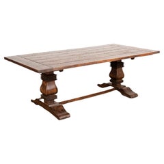 Antique Large Oak Farm Plank Top Table Dining Table