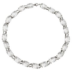 Vintage Large Oval Clear Open Back Crystal Necklace Circa 1960s