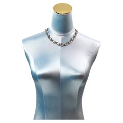 Vintage Large Oval Clear Open Back Crystal Necklace Circa 1960s