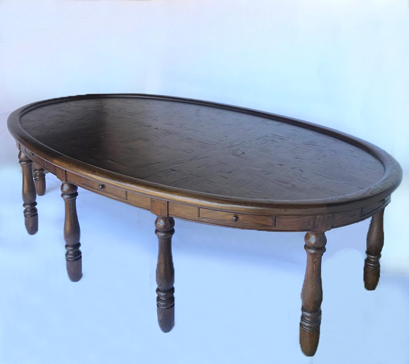 American Classical Vintage Large Oval Conference or Center Table in Oak