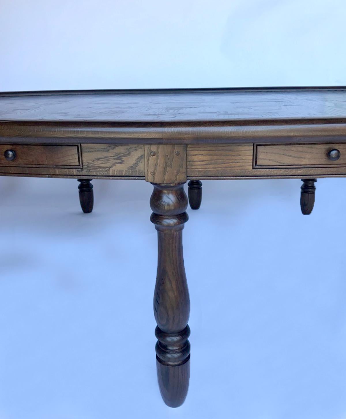 Vintage Large Oval Conference or Center Table in Oak In Excellent Condition In Los Angeles, CA